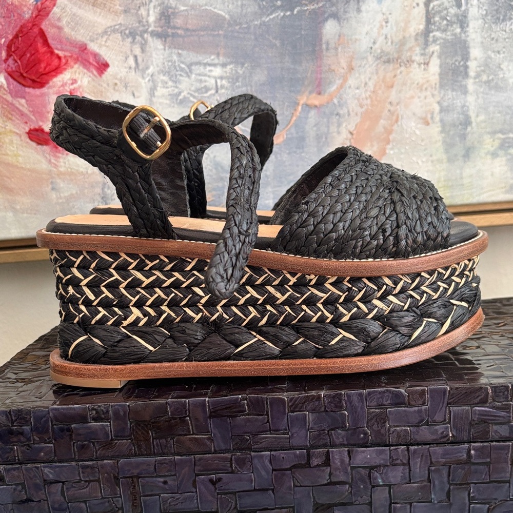 Clergerie x Gabriela Hearst Black Braided Platform Sandals